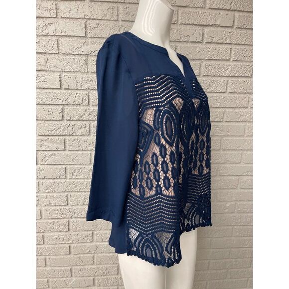 Zac & Rachel Petite Lace Front Blouse Size MP - Picture 4 of 10